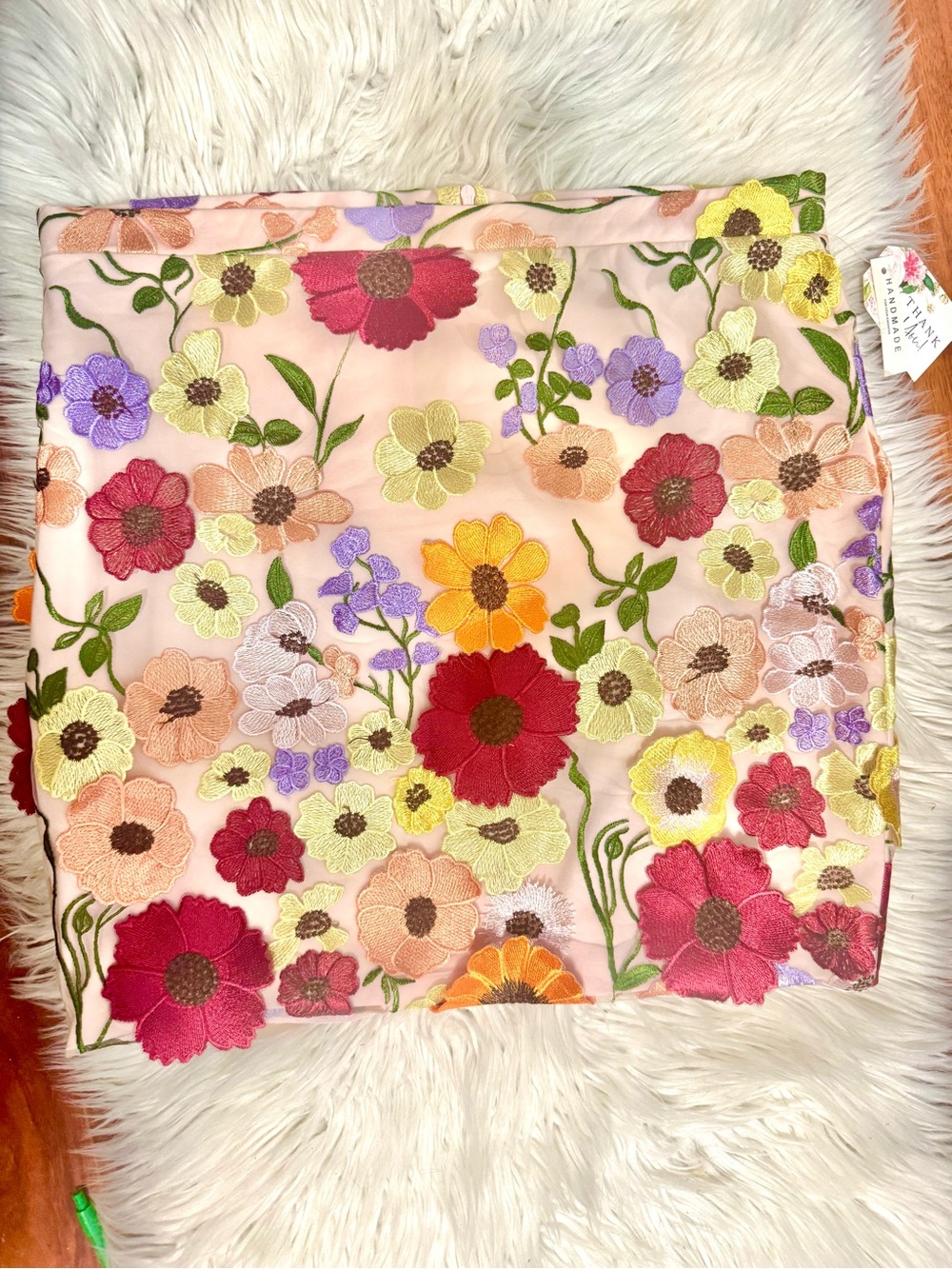 Handmade Floral Embroidered Mini Skirt in Multi - Picture 2 of 6